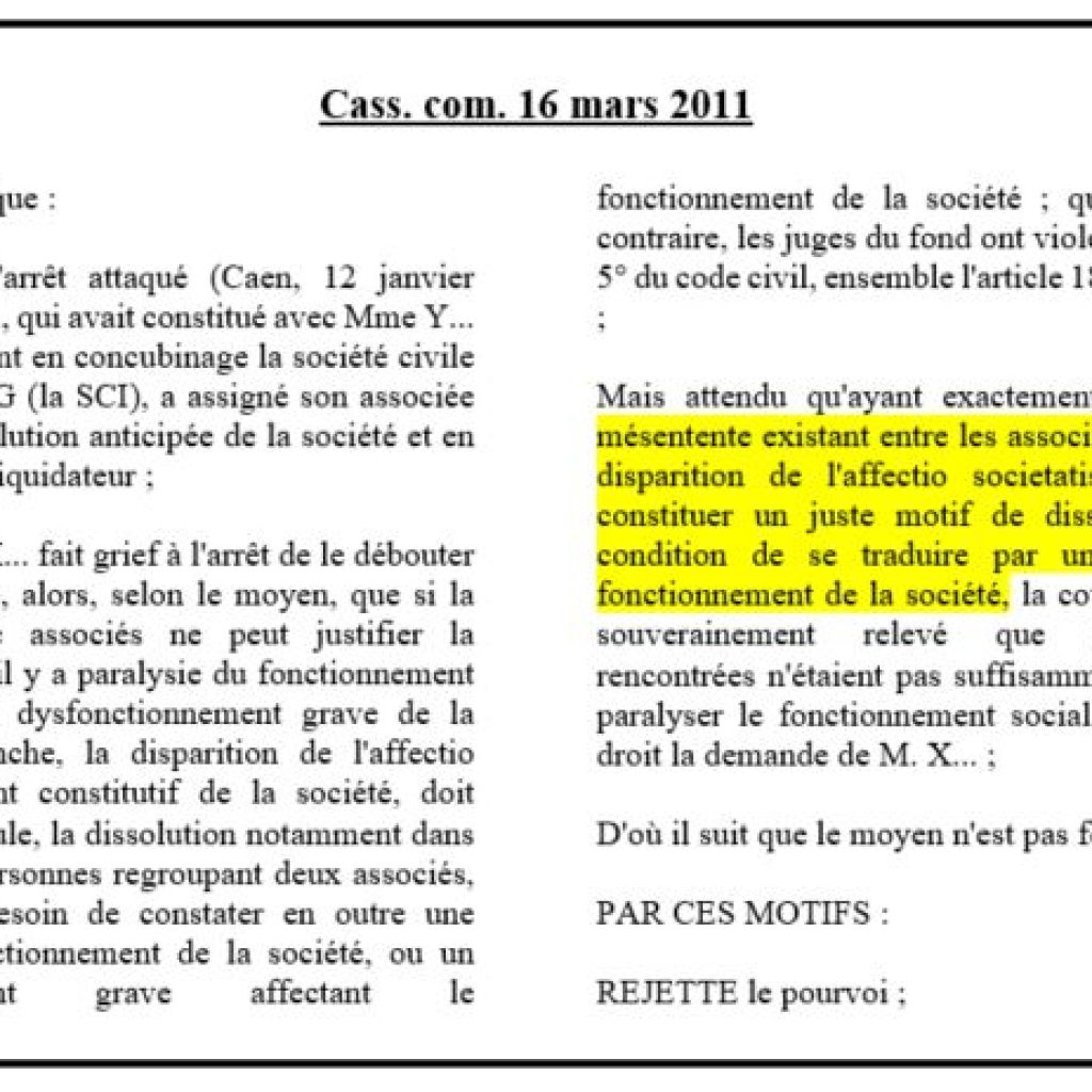 L'affectio societatis A. Bamdé & J. Bourdoiseau